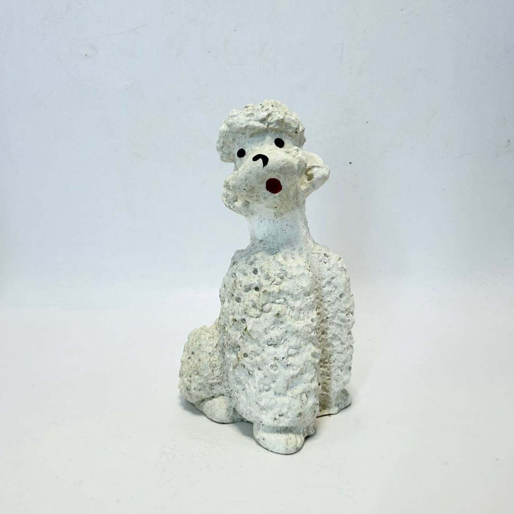 Vintage White Spaghetti Poodle Figurine Mid Century Modern Dog Statue 3.25"